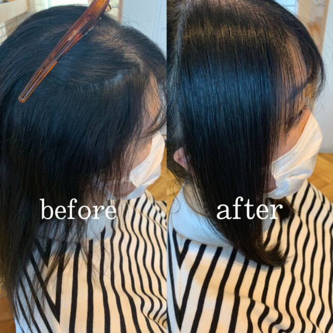 縮毛矯正のお客様のbeforeAfterヘアスタイル